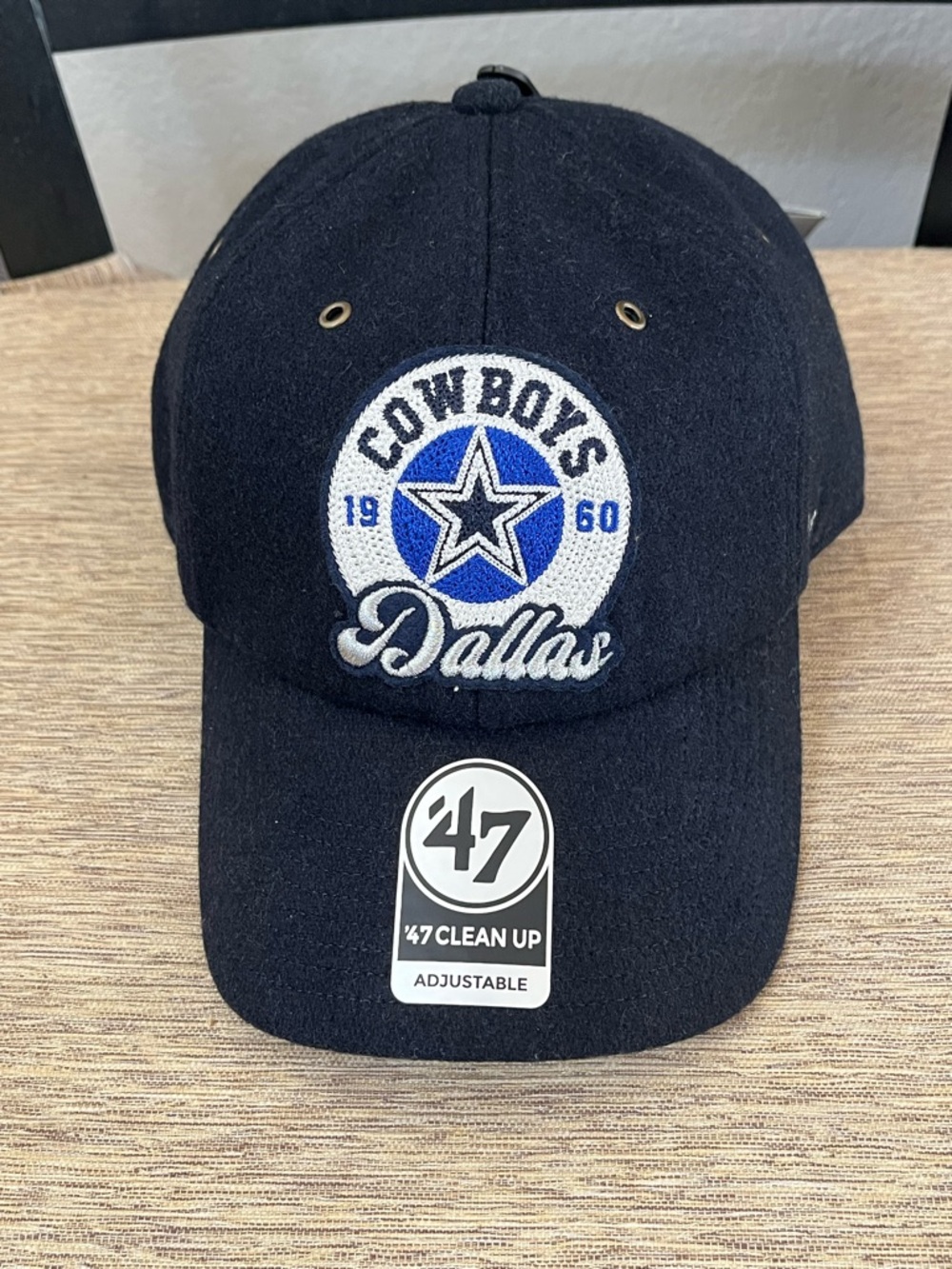 '47 Dallas Cowboys Clean Up Cap - Navy, Royal, White Wool Blend Strapback NWT